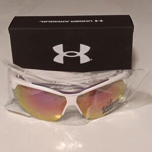 UNDER ARMOUR Sunglasses YARD DUAL Shiny White Frames Purple Mirror Lens NEW